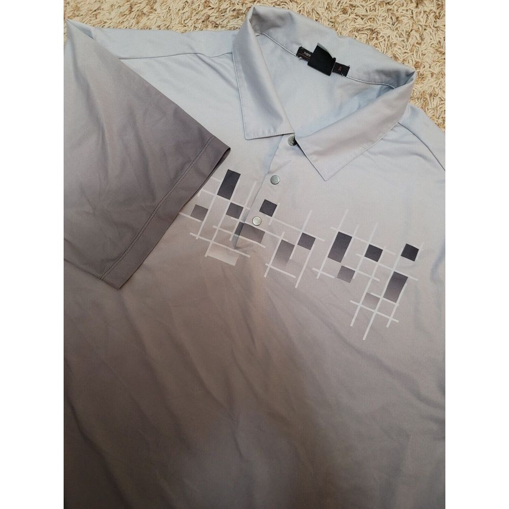 Tiger Woods Collection Nike‎ DRI-FIT Gray and Square Design Polo Men's Size XXL